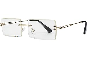 tigratigro Occhiali da sole per donna, moda antiriflesso rettangolari senza montatura Occhiali da sole quadrati