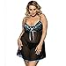 Produktbild Unbekannt Damen Plus Size Sexy Dessous Transparente Spitze Sheer Sexy Sling Nachthemd,Blue,XXXL