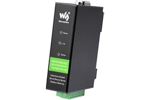 Waveshare Rail-Mount Serial Server RS232/485/422 to RJ45 Ethernet Module POE Function TCP/IP to Serial Supports Modbus Gateway for Data Acquisition IoT Gateway and Intelligent Instrument Monitoring