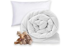MH Home 7.5 Tog Toddler Duvet WIth Pillow All Season Comforter, Lightweight Skin Friendly Quilt, Down Alternative Ultra-Soft Plush Breathable Quilt 120x150 cm (7.5 Tog Duvet & Pillow)