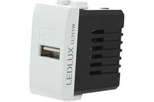 LEDLUX Caricatore USB 5V 2,1A Compatibile Con Bticino Living Light,Presa USB Da Parete Per Scatola 503 504 505 Fast Charge (Bianco)