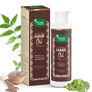 Mother Sparsh 30 herbs Hair Oil for Dry & Damaged Hair | Made with Jabapushpa, Karipatta & Reetha | Strengthen hair and control hair fall - For All Hair Types | No Parabens & Sulphates - 200 ML