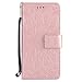 Produktbild Lonchee Huawei P9 Lite Leder Wallet Tasche Brieftasche Schutzhülle , Sonnenblumen geprägten Muster Design Hochwertige PU Leder Folio Tasche Case Hülle im Bookstyle mit Standfunktion Kredit Kartenfächer (Rose Gold)