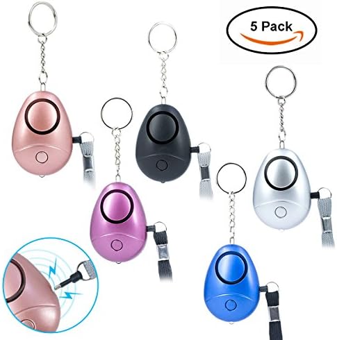 Abree 5 Pack 130db Personal Alarm Police Approved, Mini Loud Staff Panic Rape Attack Safety Security Alarm Keyring with Torch for Women Kids Elderly Girls Adventurer