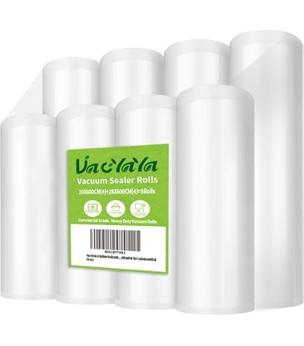 Rollos De Bolsas De Envasado Al Vacío Omtofo - 4 Rollos De 20x600 Cm, Sin BPA, Para Alimentos Y Sous Vide