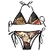Produktbild HIWSSH Bikini Swimwear Women's Thong Bikini Suit Badeanzug Rose Skull of The British Flag Sexy Bikini Set 2 Piece