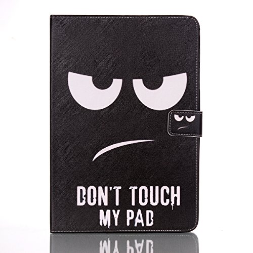 Galaxy Tab A 9.7 Hülle,Ukayfe Schwarz Augen Don’t Touch My Pad Painted Schutzhülle fur Galaxy Tab A 9.7 SM-T550 Ledertasche Lederhülle Smart Case Cover,[Bunt Muster Design] Kunstleder Tasche PU Leder Schutzhülle Brieftasche Etui Schale Hülle for Galaxy Tab A (9.7 Zoll) SM-T550 mit 1 x Schwarze Eingabestift - 2