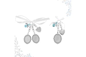 VCRANONR 2 Pcs Wedding Bouquet Photo Charms Bridal Bouquet Charm Holder Bridal Lacy Oval Photo Charm Frame Wedding Memorial Pendants You are Always in My Heart Bouquet Charms for Wedding Bridal Shower