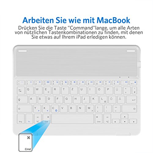Inateck Ultra-dünne Deutsche Bluetooth Tastatur Keyboard Case Cover für Apple iPad Air 2/iPad pro 9.7 Smart cover mit automatischer Wake/Sleep Funktion und Multi-Angle Ständer – Schwarz&weiß - 4