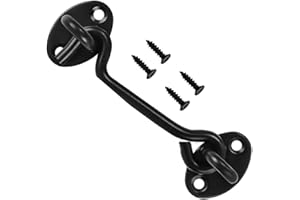 SUNGKEEN Hook and Eye Latch Barn Door Latch, Heavy Duty Solid Thicken Stainless Steel Gate Latch, Cabin Easy Lock Hooks and Eye Latch (100mm /4'', Black)