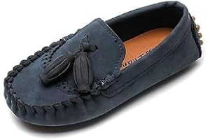 BWGHBH Mocassins Décontracté en Simili Cuir pour Enfants - Chaussures Semelle Souple Antidérapante pour Bébé Enfant - Bleu