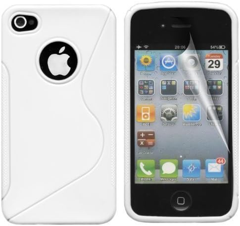 Gadgeo White Gel Silicone TPU Case Cover for Apple iPhone 4 & 4S with Screen Protector and Cleaning Cloth