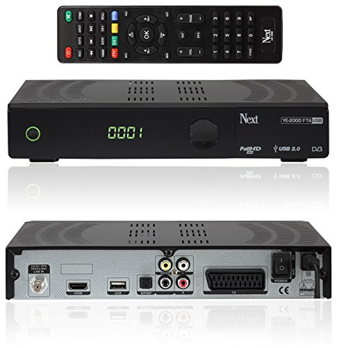 NEXT YE-2000 FTA USB digitaler Satelliten-Receiver inkl. HDMI Kabel (HDTV, DVB-S2, HDMI, SCART, USB 2.0, S/PDIF, Full HD 1080p) [vorprogrammiert ASTRA, HOTBIRD, TÜRKSAT] - schwarz