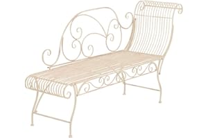 CLP Panchina da Giardino Karma in Metallo I Chaise Longue in Ferro I Panca Relax con Spalliera in Stile Rustico Romantico, Colore:Antico-Crema