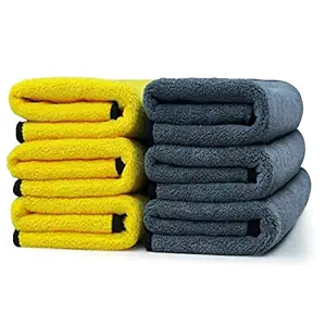 VRT Ultra Premium Super Absorbent Extra Thick Multipurpose Microfibre Cloth for Car Cleaning, Kitchen, Bike, Laptop, LED TV, Mirrors, Bathrooms, Furniture and Many More(45 X 45 cm) pack of 6