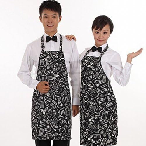 Accessories Printing and Dyeing Half Body Body Apron Black and White Food Restaurant Waiter Working Apron,C