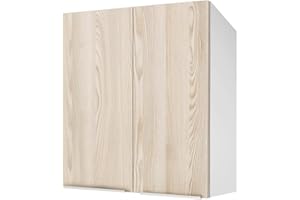 berlioz creations sas - Mueble Alto de Cocina, 2 Puertas, 60 cm, Madera de ingeniería, Fresno Estructurado, 60 x 34 x 70