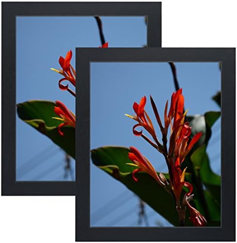 Eucub 8x10 Inch Picture Photo Frame 20.3x25.4 cm - MDF &amp; Paper Wrap Non Glass Without Mat For Display Certificate/Photo/Picture As Wall Mount Wooden Frame W50810D-2Pack BLACK