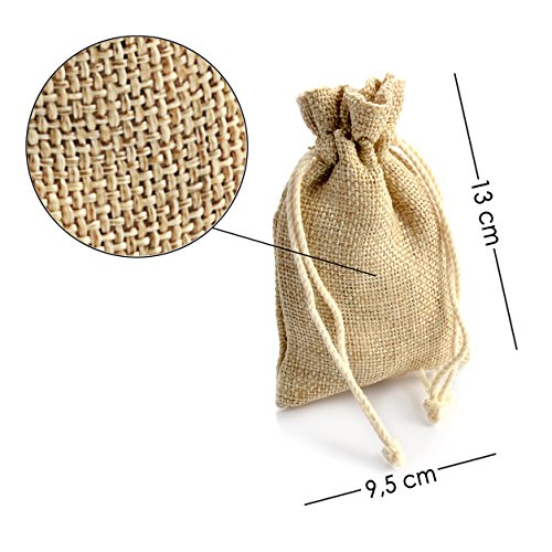 24er Set Jutesäckchen für Adventskalender, Jutebeutel, Stoffbeutel, Natur Säckchen, Geschenksäckchen, Sack, Beutel, Farbe Hellbraun – Marke Ganzoo - 6