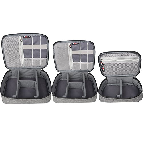 BUBM 3 Stücke Mehrfachfunktion Kabelorganiser Tasche Reisetasche für Elektronische Zubehöre wie Netzteil, Maus und USB Stricks, Denim Grau - 3