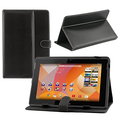 iProtect Kunstleder Tasche für MEDION LIFETAB Schutz Hülle Case mit Stylus PEN für S10346 MD 98992 und S10366 MD 99781 10,1 Zoll schwarz