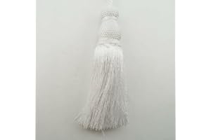 TURNER BROWNE CRAFTS 21 COLOUR 12cm Rayon Key Cushion Costume Light Pull Silky BUY 1 or 2 Tassel 052, 01 White, Pack of 1