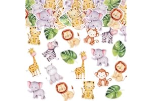 Blumomon 40Pcs Comestible Jungle Animal Cupcake Toppers Joyeux Anniversaire Gâteau Comestible Décor Les Enfants Jungle Sauvage Animaux Thème De Célébrer Les Événements De Fête Fournitures