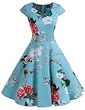 kleid floral 1950er Vintage Polka Dots Rockabilly Audrey Hepburn Kleid. Dies lassisches Design ist Mode für immer, der nie aus der Mode sein.