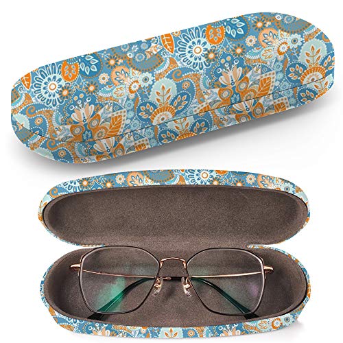 Preisvergleich Produktbild Hardcase Brillenetui Sonnenbrillenetui Brillenbox Kunststof Clamshell-Art-Brillen-Fall mit Brille-Reinigungstuch (Floral Paisley Flowers)