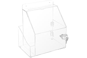 SUMTree Clear Acrylic Mountable Donation Box with Lock and Sign Holder - Lockable Charity Box for Promotions Suggestionsand More