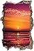 Produktbild Pixxprint 3D_WD_1747_92x62 Roter Sonnenaufgang über Meer Wanddurchbruch 3D Wandtattoo, Vinyl, bunt, 92 x 62 x 0,02 cm