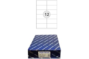 ZEGA-LABELS 6.000 Etiketten 105 x 48 mm selbstklebend auf DIN A4 Bögen (2x6 Etiketten) - 500 Blatt Bigpack - Universell für Laser/Inkjet/Kopierer einsetzbar