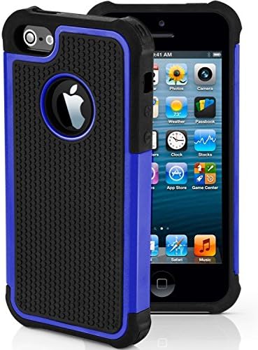 CellBoutique TM ShockProof Triple Hard back Case Cover For Apple iPhone 4s 5s 5c 6 6 Plus With Screen Protector (iPhone 4 4s, Blue)
