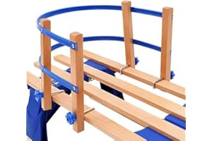 NETSPORTIQUE Klappbarer Holzschlitten - Größe auswählbar - Ohne oder Mit Rücklehne - Ideal für Kinder, um Spaß im Schnee zu haben !…