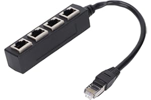 Dilwe Cavo Adattatore Ethernet RJ45, Adattatore Ethernet Cablato da 1 a 4 con Cavo da 1 M, Adattatore Splitter RJ45 Cavo Internet CAT7, Adattatore Cavo di Rete di Estensione