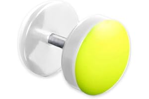 viva-adorno 1 Stück Fake Plug Ohrstecker Edelstahl Acryl weiß mit farbig emaillierter Front Z465