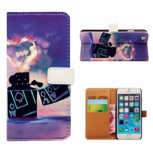 iPhone 6 Plus/6S Plus Hülle Handytasche, MUTOUREN 2 in 1 Zubehör für iPhone 6 Plus/6S Plus (5.5 Zoll) Slim PU Tasche Klapp Flip Folding Magnetisch PU Leder Flip Cover Tasche mit Kartensteckplatz Brieftasche Hinterschale Kartenschlitz + Metall Stift Stylus – Feuerzeug und Liebe - 2
