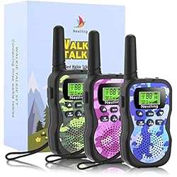 Nestling Talkie Walkie Enfants 8 Canaux Radio Écran LCD Lampe Torche Fonction VOX 10 Tonalités d'Appel Verrouillage des Canaux,Cadeau pour Les Enfants(Camouflage,Pack de 3)