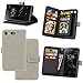 Produktbild KANTAS 9 Karten Brieftasche Flip Case Hellgrau PU Leder Handyhülle Case Matt Oberfläche Taschenhülle Wallet Ledertasche mit Magnetverschluss Standfunktion Geldbeutel für Sony Xperia XZ1 Compact