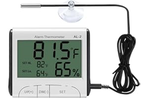 LXSZRPH Reptile Thermometer Hygrometer with High Low Temperature Alarm Digital Temperature Humidity Meter Gauge for Terrariums, Vivariums, Reptile Tanks (1)