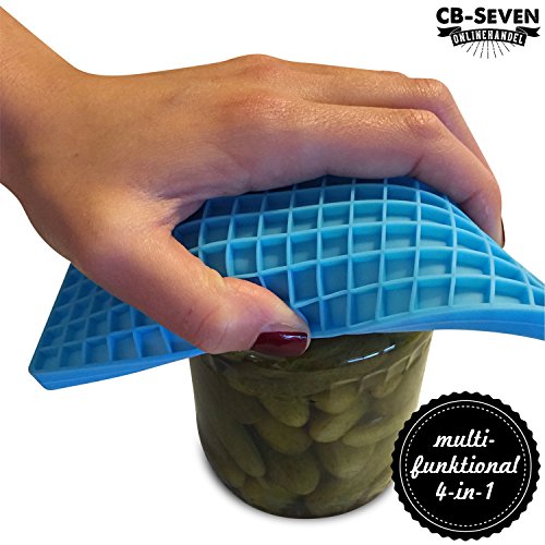 cb-seven’s 4-in-1 Profi Silikon Topfuntersetzer / Topflappen, Set (4 Stück), hohe Qualität, 4 Farben wählbar, multifunktional, langlebig, spülmaschinenfest, 8 mm stark - 5