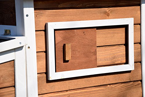 dobar 23034FSC Großer dekorativer Hühnerstall oder Kleintierstall XL mit Freigehege und 3er-Legebox, 180 x 90 x 145 cm, weiß-braun-schwarz - 8