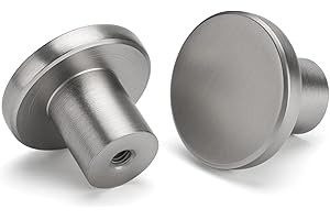 LONTAN 4 Stück Möbelknöpfe Edelstahl Schrankknöpfe Rund Knöpfe Schrank Silber Schubladenknöpfe Möbelgriffe Gebürstet ein loch Schrankknöpfe für Badezimmer, Schlafzimmer