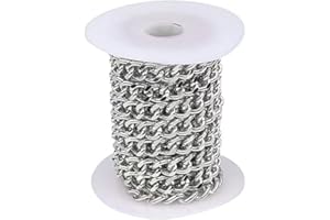 Jaydis 16.4 Feet Aluminum Curb Chains 11x8.5x2.2mm Twisted Links Cross Cable Chains Silver Plated with Spool for Pendant Necklace Jewelry Making