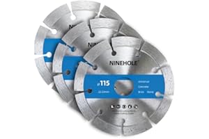 NINEHOLE Lot de 3 Disques à Tronçonner Diamantés 115mm x 22,2mm pour Béton, Brique, Basalte, Clinker et Plus Encore, 115mm Disque Diamant