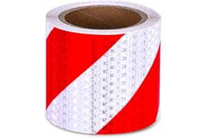 RANJIMA Reflektorband Selbstklebend, 10cmx10m Reflektierendes Klebeband Rot Weiß Streifen, Selbstklebend Warnklebeband Reflektierende Aufkleber Reflective Tape für Auto Straße Sicherheit Markierung