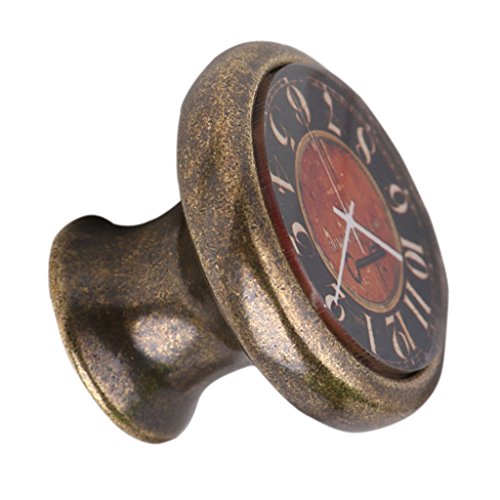 Homyl Kreative Möbelknöpfe Schrankknöpfe mit Befestigungschrauben in Uhr-Design - Schwarz Rot, 35mm Homyl Kreative Möbelknöpfe Schrankknöpfe mit Befestigungschrauben in Uhr-Design - Schwarz Rot, 35mm