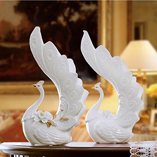 Decoured European Classical American Pastoral White Peacock Home Furnishing Porcelain Ceramic Ornaments
