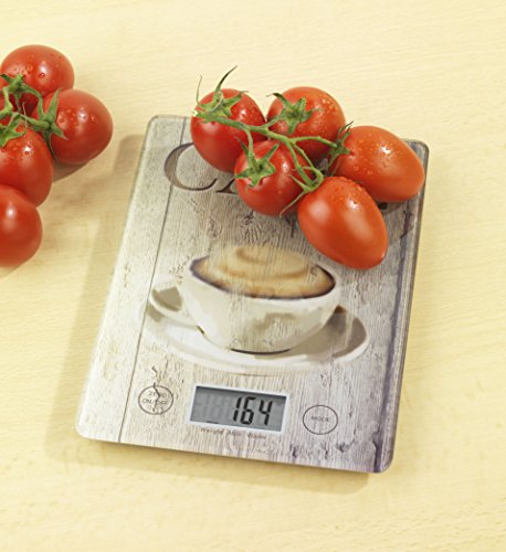 WENKO 25221100 Küchenwaage Slim Café – elektronische Digitalwaage mit Sensor-Tastatur und Tara-Funktion, Gehärtetes Glas, 14 x 1.2 x 19.5 cm, Multicolor - 7
