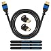 Produktbild deleyCON HDMI Set - 2m HDMI Kabel + 2x HDMI Winkel Adapter (90° + 270° Grad) + 3x Klett-Kabelbinder + Mikrofaser Reinigungstuch - HDMI 2.0 / 1.4a kompatibel High Speed mit Ethernet (Neuster Standard) ARC 3D 4K Ultra HD (1080p/2160p)